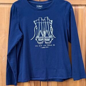 L.L. Bean Navy Long Sleeve Tee with Boot Graphic